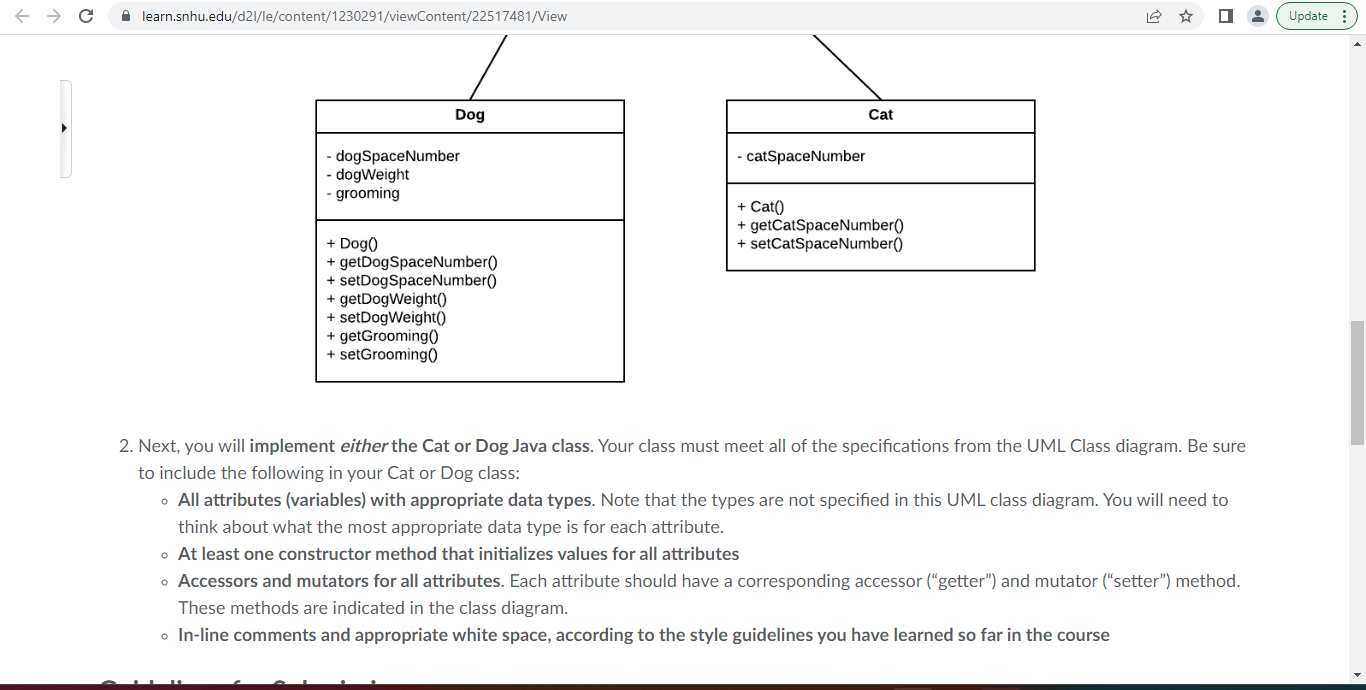 The UML class diagram displays the attributes and methods of each class