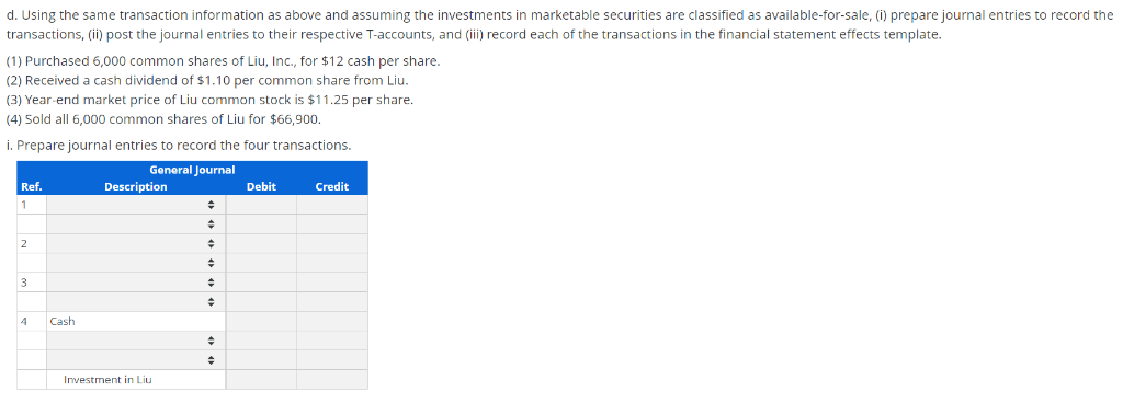 in the financial statement effects template. Use negative signs with answers when
