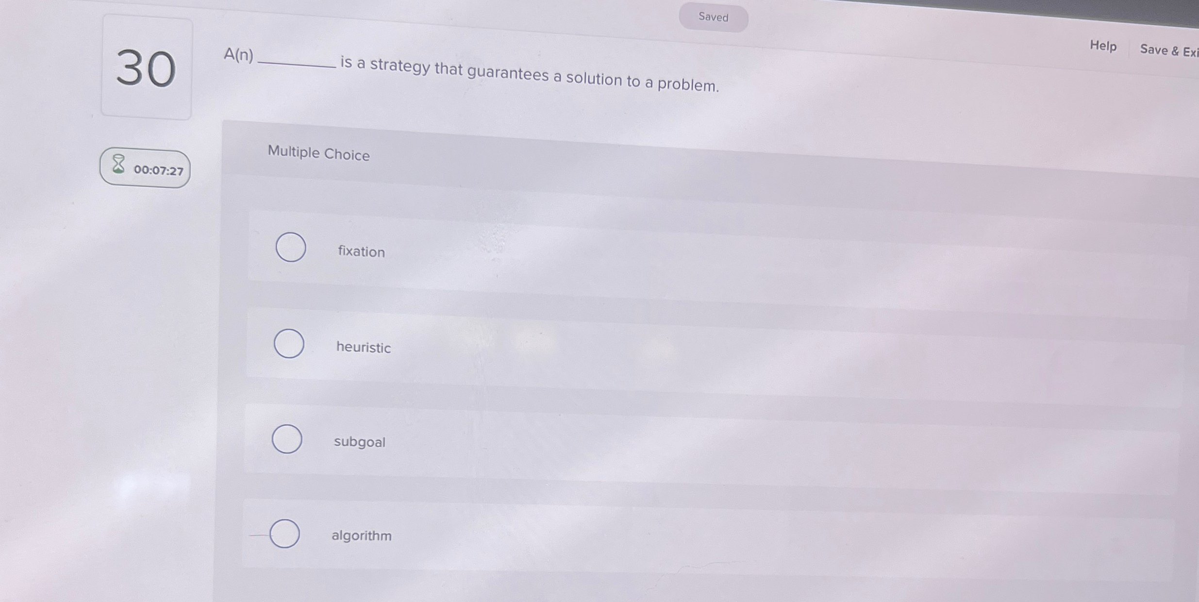  30 A(n) is a strategy that guarantees a solution to a