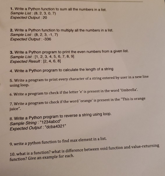  1. Write a Python function to sum all the numbers in