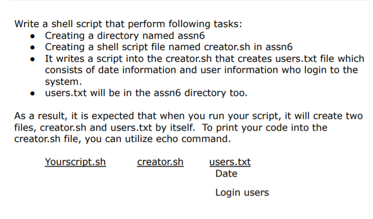  Write a shell script that perform following tasks: Creating a directory