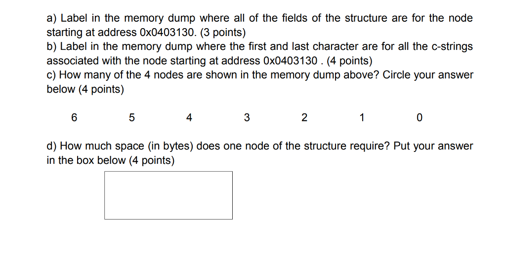 in memory. (15 points total) We know the linked list consists of