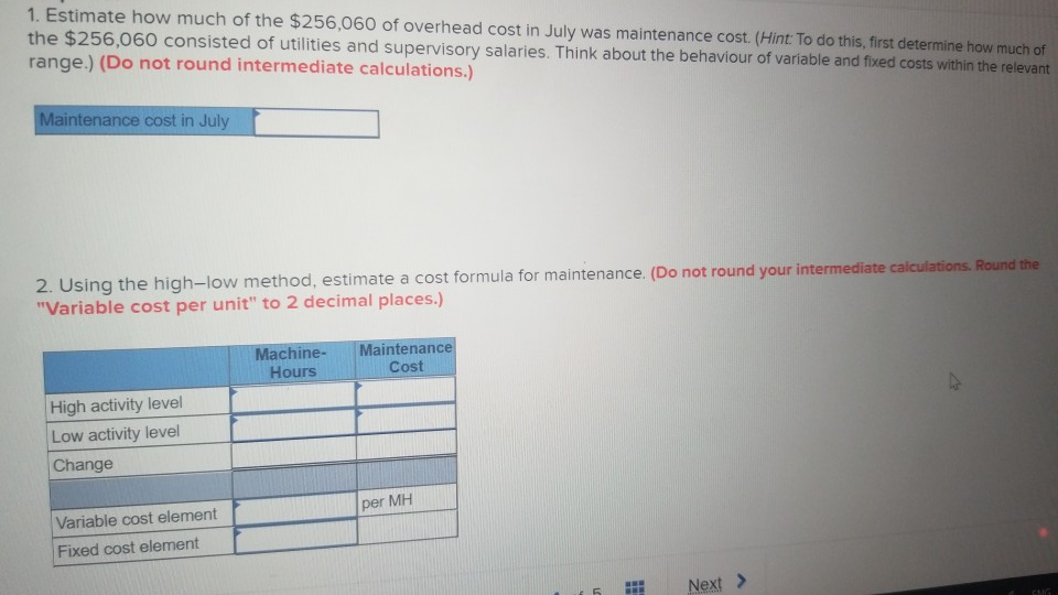 overhead costs at various levels of activity are presented below: Total Machine-Hours