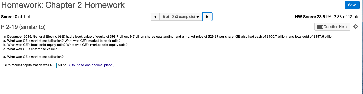 PLEASE ANSWER ALL PARTS Homework: Chapter 2 Homework Save 6 of 12