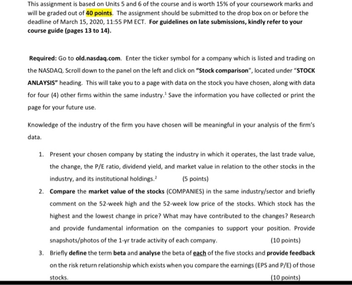  This assignment is based on Units 5 and 6 of the