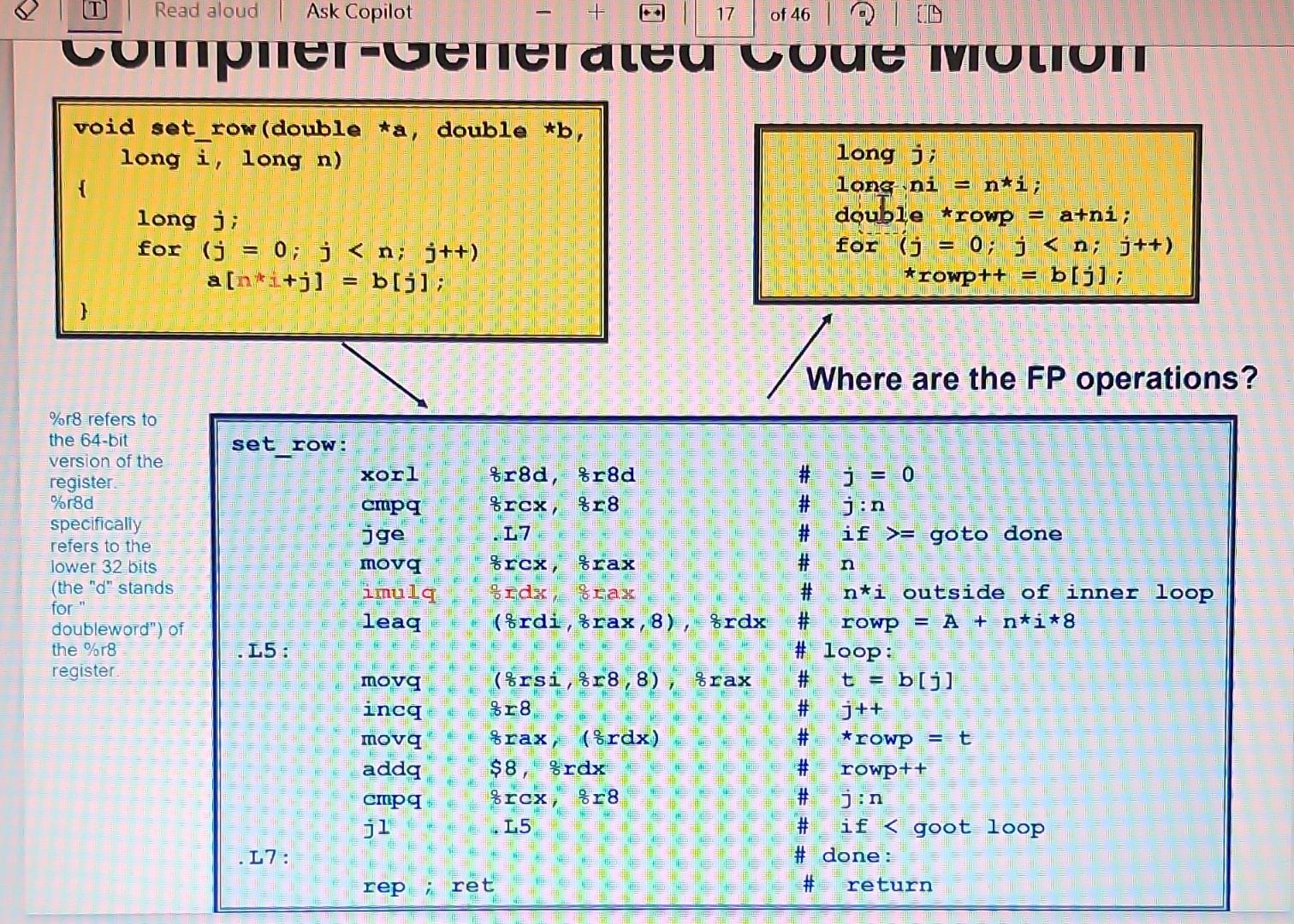 please explain in detail the assembly code instructions. especially, why did