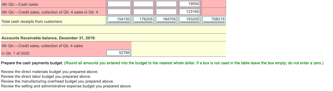 first quarter. m. Cash receipts for sales on account are 70% in