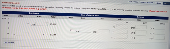  FULL SCREEN PRINTER VERSION BACK NEXT Brief Exercise 6-5 Ayayal Limited
