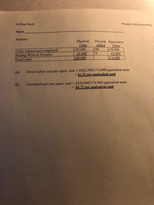 process costing system. The following operating and cost data occurred during October