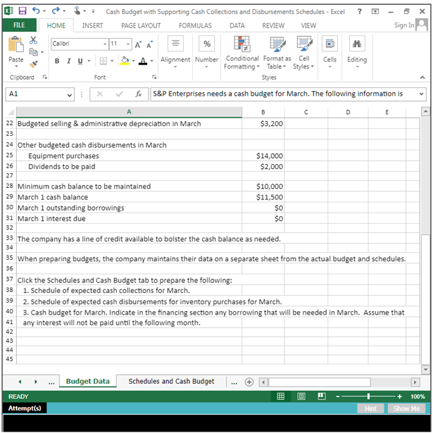 a sales budget, including a schedule of expected cash collections. 2. Prepare