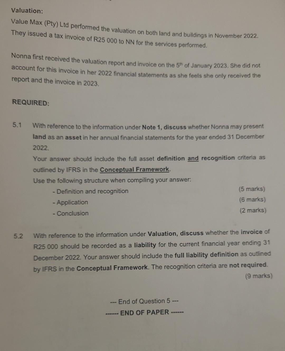  Valuation: Value Max (Pty) Ltd. performed the valuation on both land