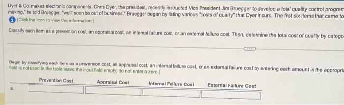 help Dyer \& Co. makes electronic components. Chris Dyer, the president, recently