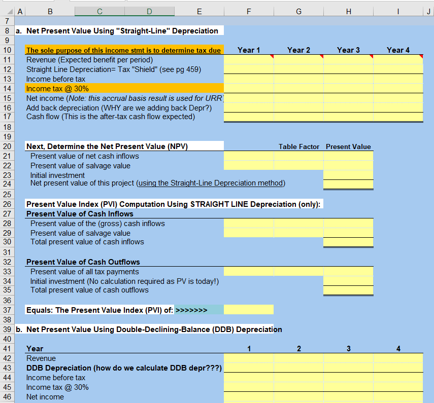 of straight-line versus accelerated depreciation on an investment decision LO 10-2, 10-4