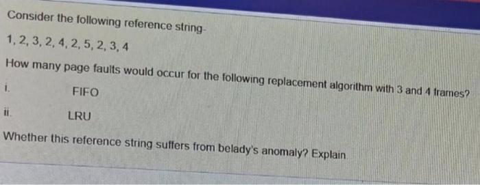 ASAP Consider the following reference string- 1,2,3,2,4,2,5,2,3,4 How many page faults would