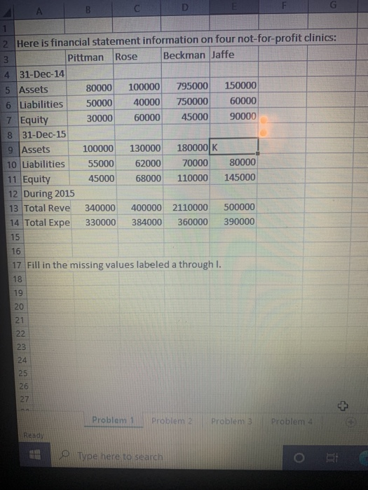  B D 1 2 Here is financial statement information on four