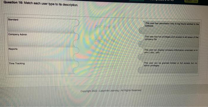  Question 16: Match each user type to its description