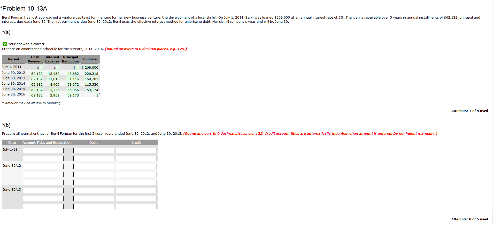 financing for her new business venture, the development of a local ski