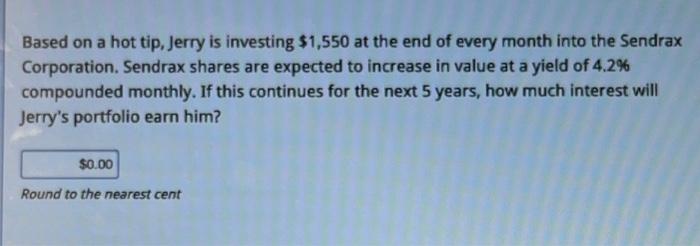Please solve in Excel solutions. Based on a hot tip, Jerry is