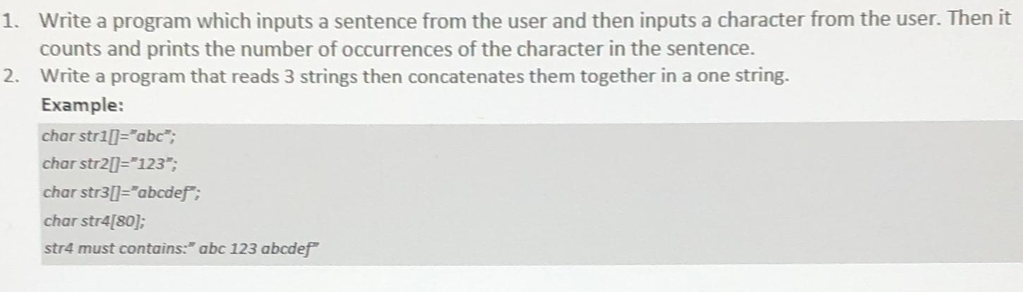  Write a C program which inputs a sentence from the user