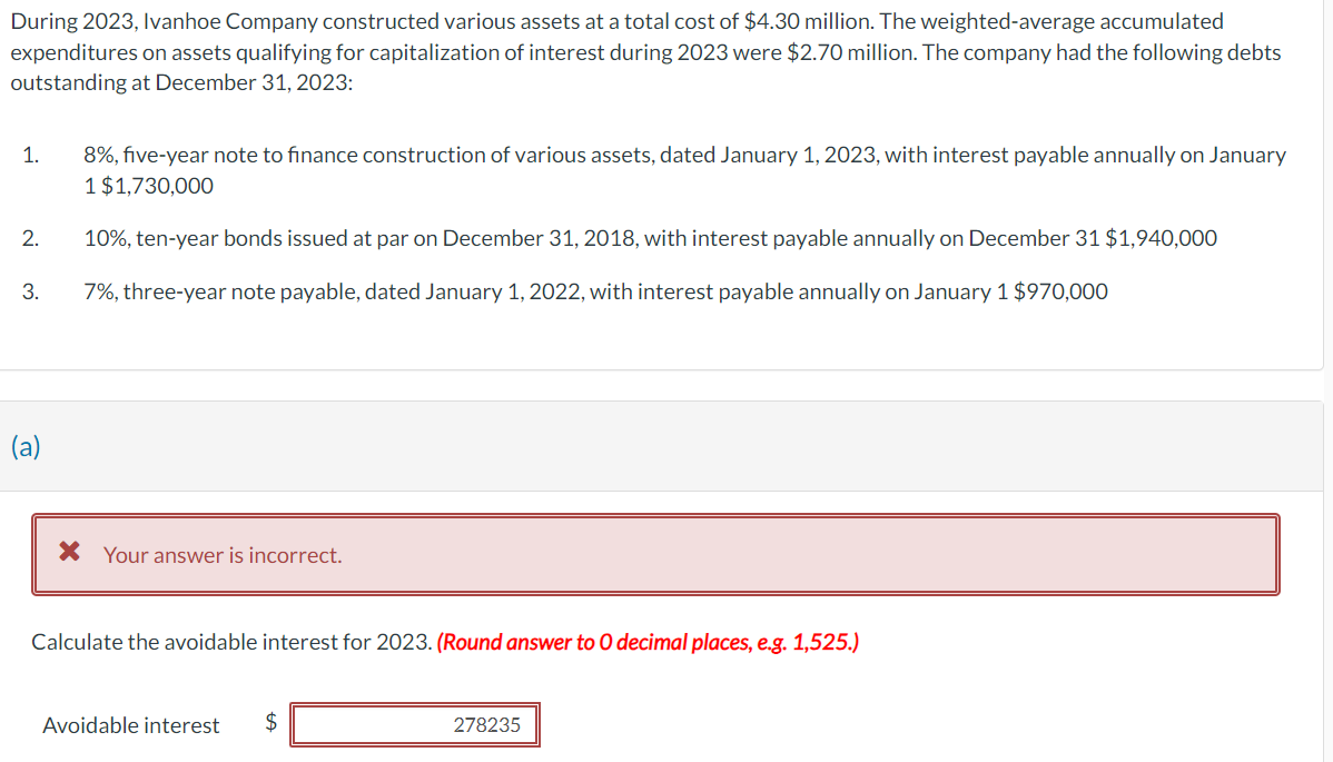  During 2023, Ivanhoe Company constructed various assets at a total cost
