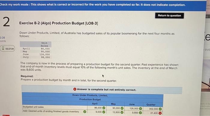  Check my work mode: This shows what is correct or incorrect