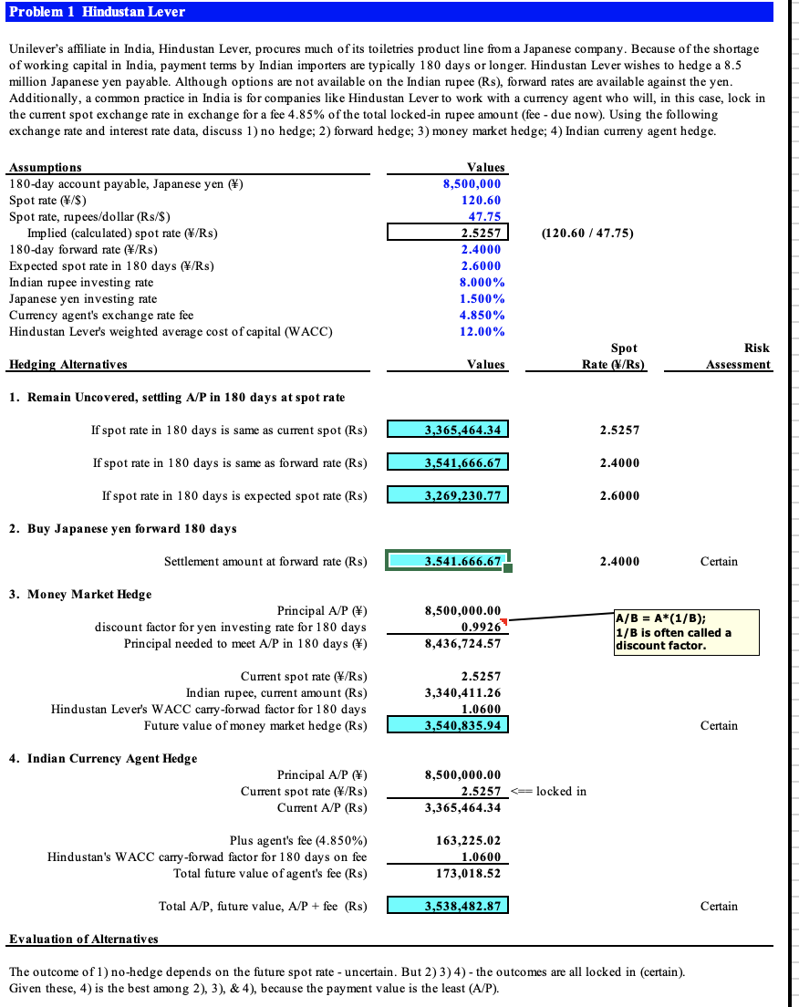 Please show the calculations for the answer provided in the excel sheet