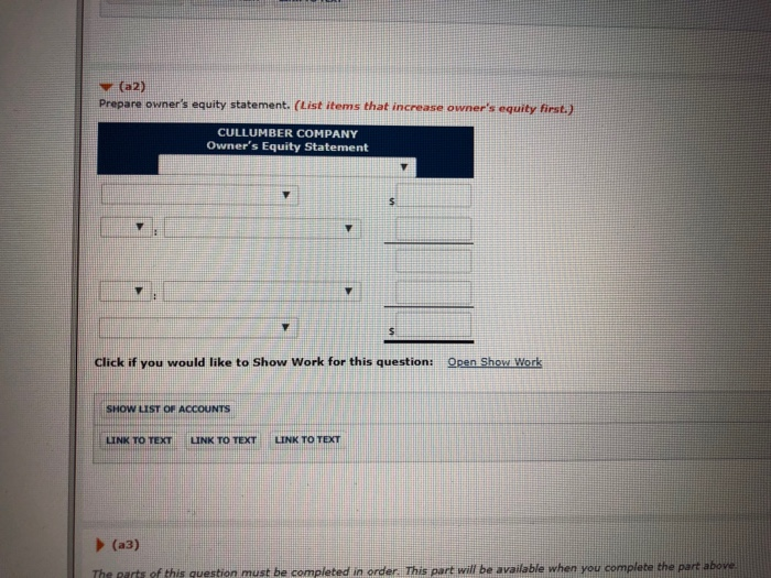 columns of the worksheet for Cullumber Company are sh Cullumber Company Worksheet