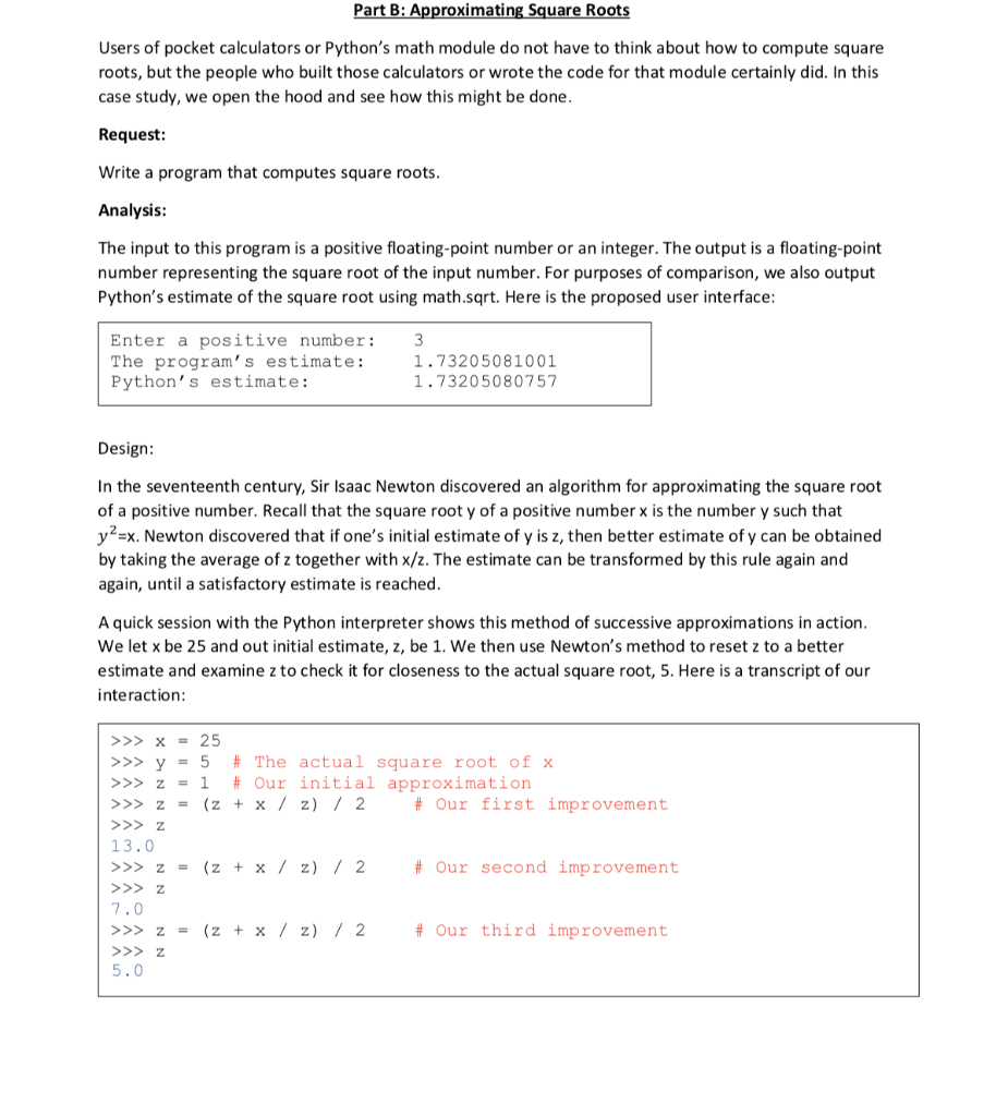 Write a program that computes square roots in Python. oximatin uar Users