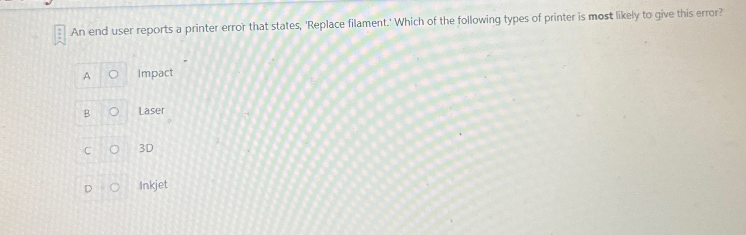  An end user reports a printer error that states, 'Replace filament.'