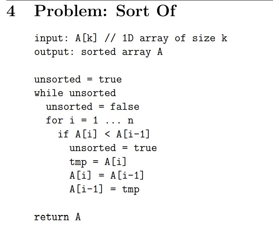 and searching. For each of the algorithms below: 1. State the size