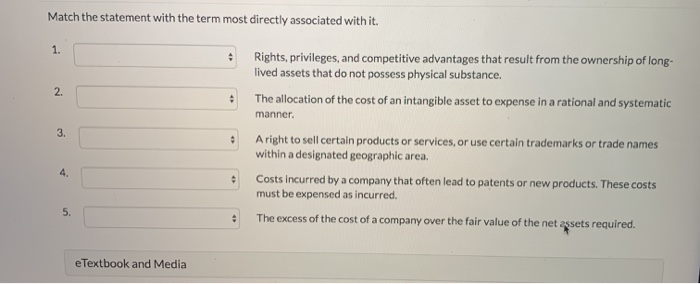  Match the statement with the term most directly associated with it.