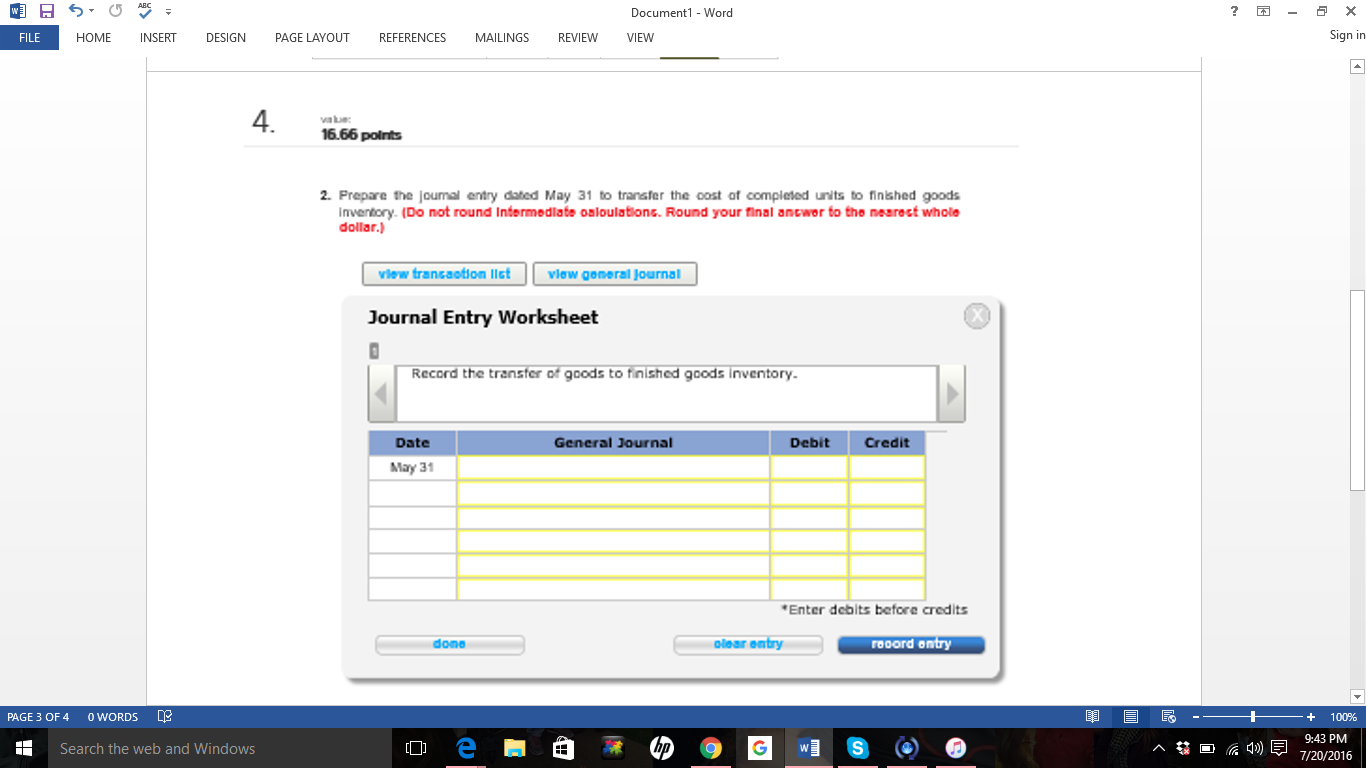 "Total Costs to Account for" the two blanks have text options, there