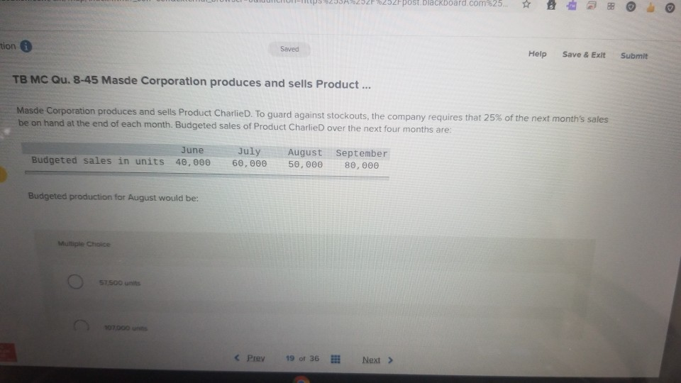  2 post blackboard.com%25... TO tion 6 Saved Help Save & Exit