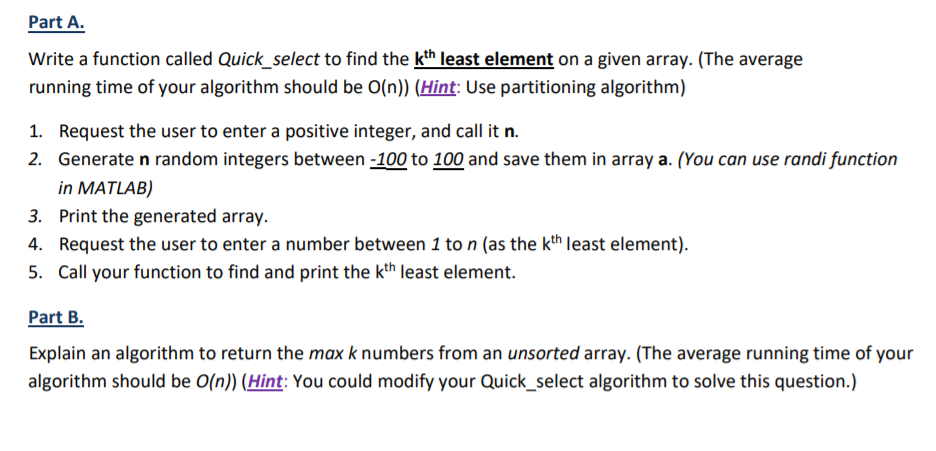  Please use C++ or Java... (I'd prefer C++) Part A. Write