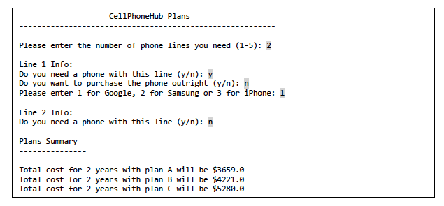 is cellphone plan comparison service that helps user choose an appropriate phone