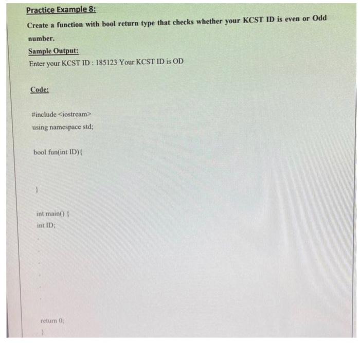  write a program in C++ in Eclipse Practice Example 8: Create