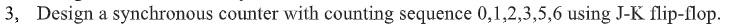  3, Design a synchronous counter with counting sequence 0,1,2,3,5,6 using J-K