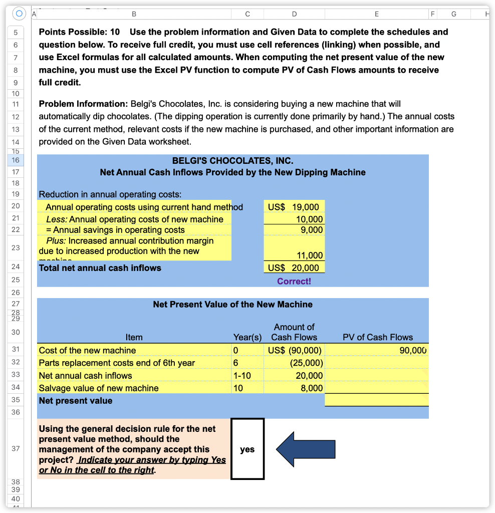 Cost of new machine US$ Life expectancy of new machine, in years