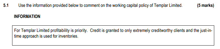  5.1 (5 marks) Use the information provided below to comment on