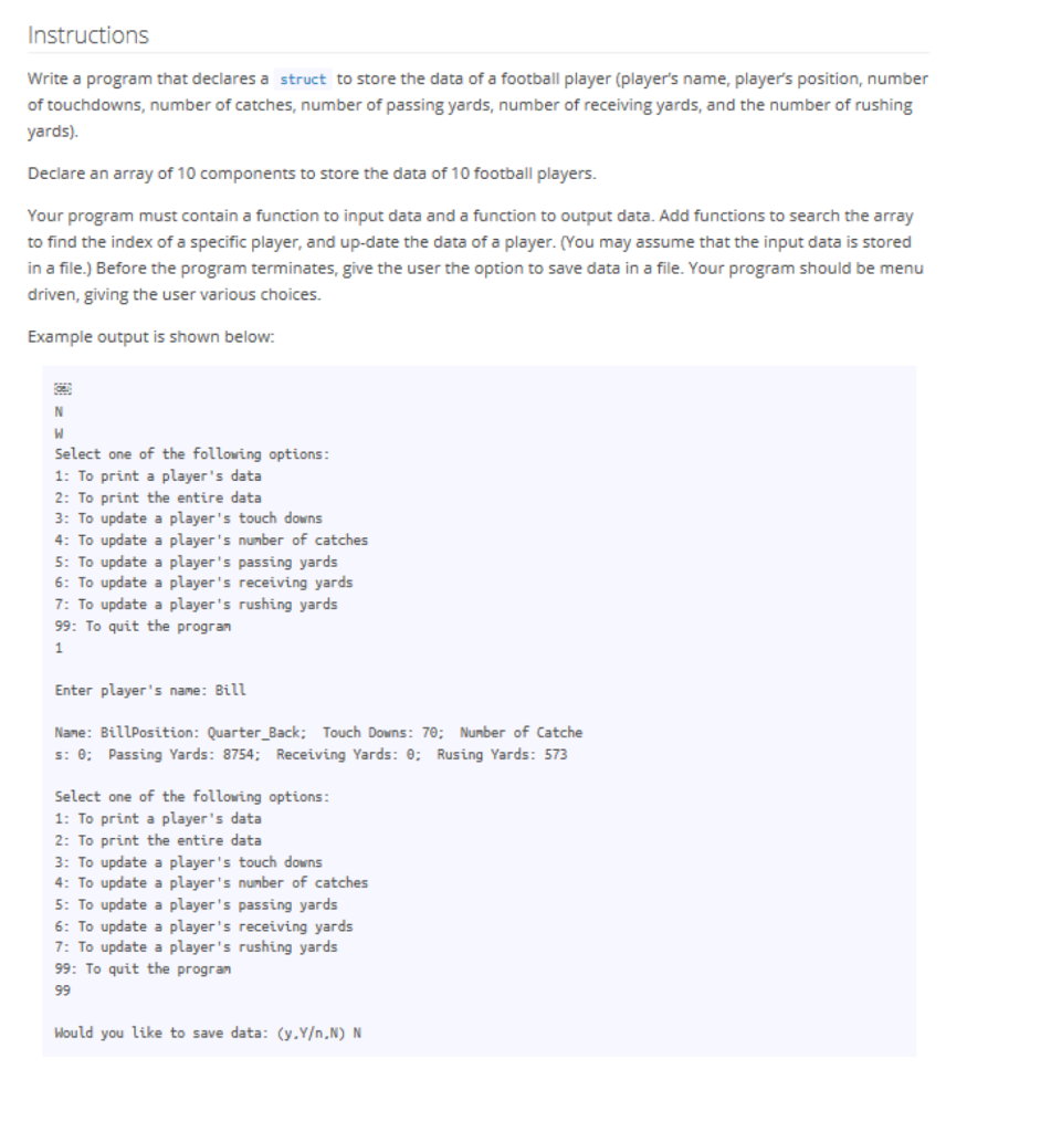 Please write a C++ program in Visual Studio. Instructions Write a program