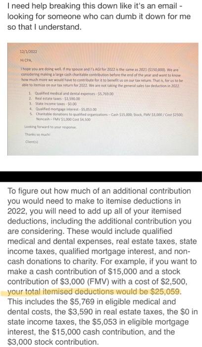 Can I get a breakdown that explains why the itemized deductions total