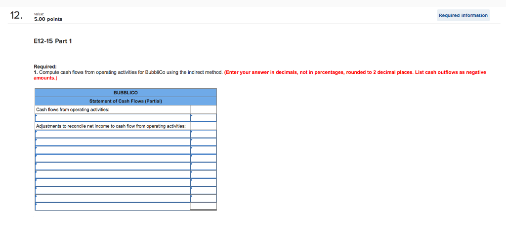 Income Ratio LO12-2,12-3 The following information applies to the questions displayed below