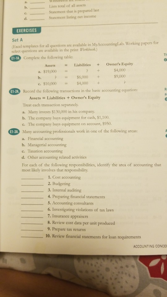 questions are available in MyAccountingLab. Working papers fo select questions are available