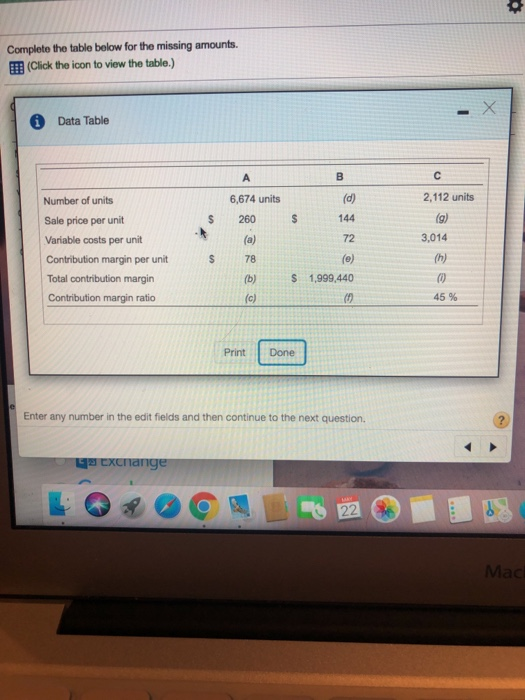 the ioon to view the table.) Compute the missing information, starting with