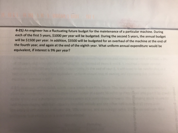  An engineer has a fluctuating future budget for the maintenance of