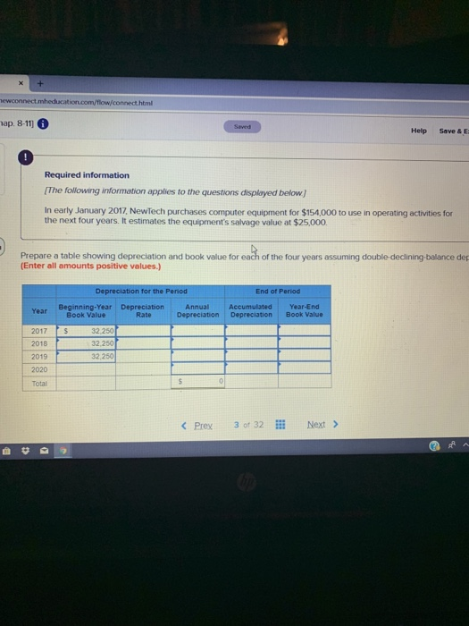  ap 8-11) Help Save & E Required information The following information