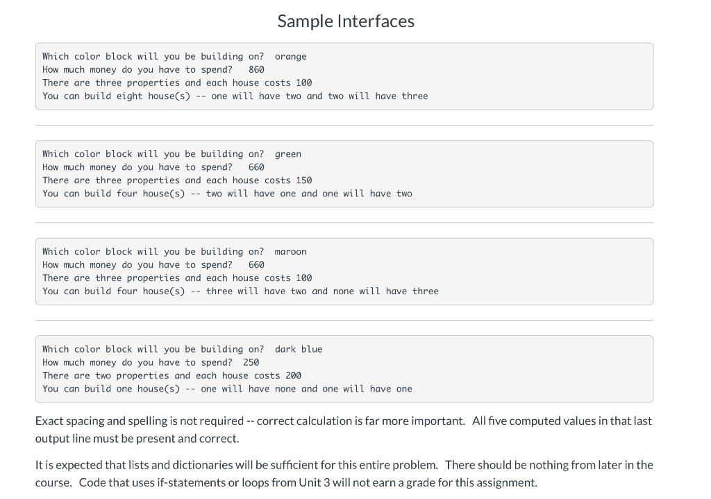 if-statements or loops and only lists and dictionaries? Overall Problem You are