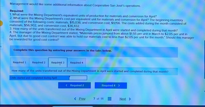 per equivalent unit for materials and conversion for April? The beginning inventory