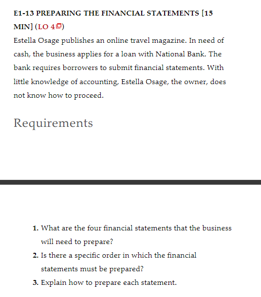 Please answer questions E1-13, E1-20, E1-21 with detailed explanation, please follow AASB