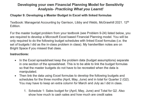  Developing your own Financial Planning Model for Sensitivity Analysis- Practicing What